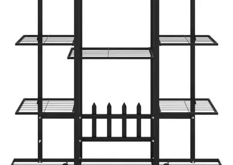 Suport pentru flori cu roți, 94,5x24,5x91,5 cm, negru, fier - 3/5