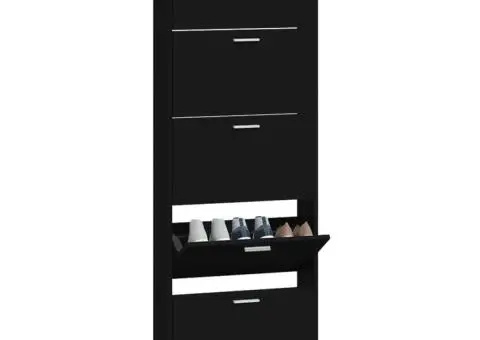 Pantofar, negru, 59x17x169 cm, lemn compozit - 4/5