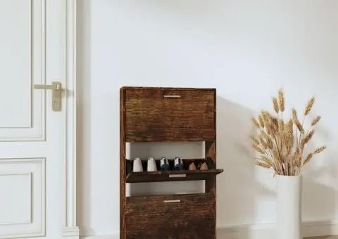 Pantofar, stejar fumuriu, 59x17x108 cm, lemn compozit - 1/5