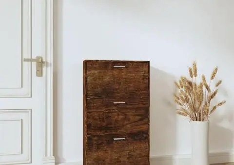 Pantofar, stejar fumuriu, 59x17x108 cm, lemn compozit - 3/5