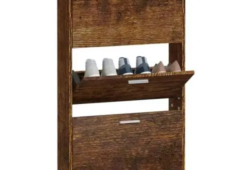 Pantofar, stejar fumuriu, 59x17x108 cm, lemn compozit - 4/5