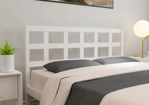 Tăblie de pat, alb, 145,5x4x100 cm, lemn masiv de pin - 5/5