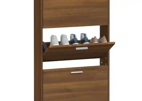 Pantofar, stejar maro, 59x17x108 cm, lemn compozit - 4/5