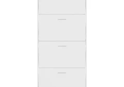 Pantofar, alb extralucios, 63x24x147 cm, lemn compozit - 4/5