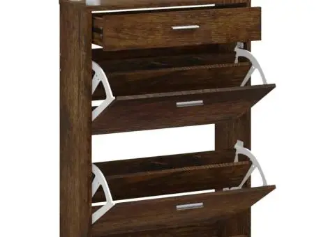 Pantofar, stejar fumuriu, 63x24x104 cm, lemn prelucrat - 2/5