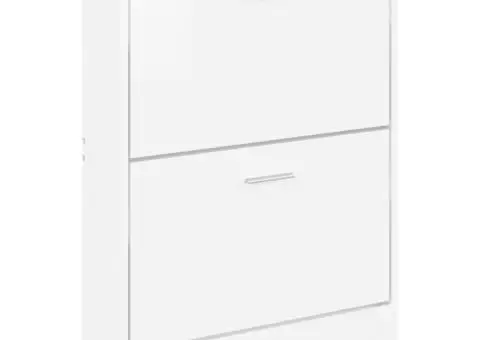 Pantofar, alb extralucios, 59x17x81 cm, lemn prelucrat - 4/5