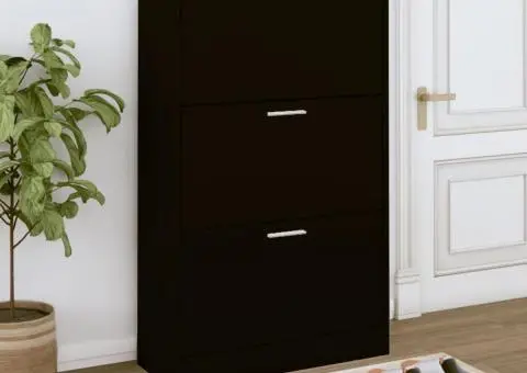 Pantofar, negru, 63x24x103 cm, lemn compozit - 1/5