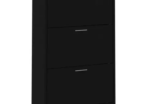 Pantofar, negru, 63x24x103 cm, lemn compozit - 3/5