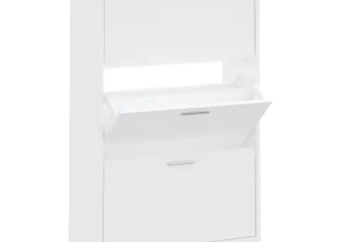 Pantofar, alb, 63x24x103 cm, lemn compozit - 2/5