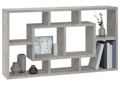Raft prezentare suspendat pe perete 8 compartimente, gri beton - 3/5