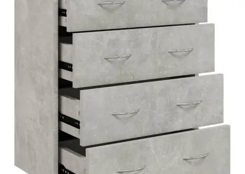 Servantă cu 4 sertare, gri beton, 60x30,5x71 cm - 2/5