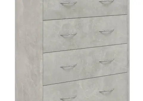 Servantă cu 4 sertare, gri beton, 60x30,5x71 cm - 3/5