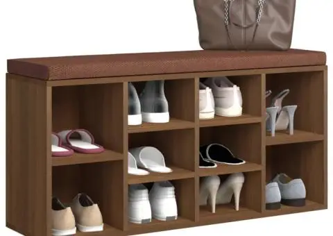 Bancă pentru pantofi stejar maro 103x30x48 cm lemn prelucrat - 3/5