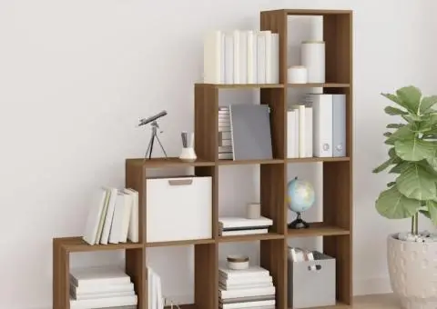 Bibliotecă în trepte, stejar maro, 142 cm, lemn compozit - 1/5