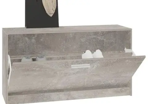 Bancheta pantofar, gri beton, 80x24x45 cm, lemn compozit - 4/5