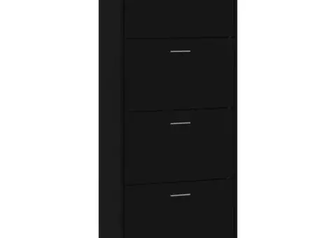 Pantofar, negru, 63x24x147 cm, lemn compozit - 3/5