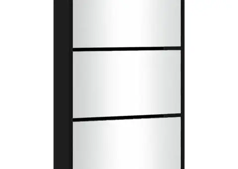 Pantofar cu oglindă, 3 niveluri, Negru, 63x17x102,5 cm - 3/5