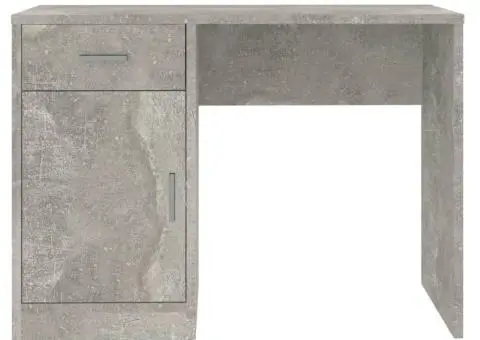 Birou cu sertar și dulap, gri beton 100x40x73 cm lemn prelucrat - 5/5