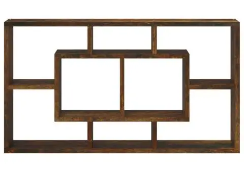 Raft prezentare de perete 8 compartimente, stejar fumuriu - 4/5