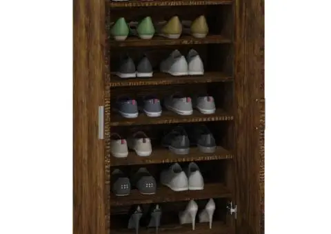 Pantofar, stejar fumuriu, 55x35x108 cm, lemn prelucrat - 4/5