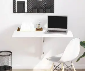 vidaXL Masă perete pliantă alb extralucios 100x60x56 cm lemn compozit