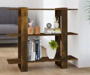vidaXL Bibliotecă/Separator cameră, stejar fumuriu, 100x30x87 cm