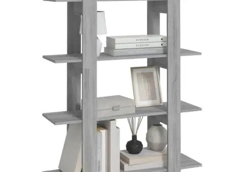 Bibliotecă/Separator cameră, gri sonoma, 100x30x123,5 cm - 5/5