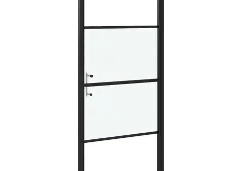 Ușă de duș, negru, 91x195 cm, sticlă securizată semi-mată - 5/5