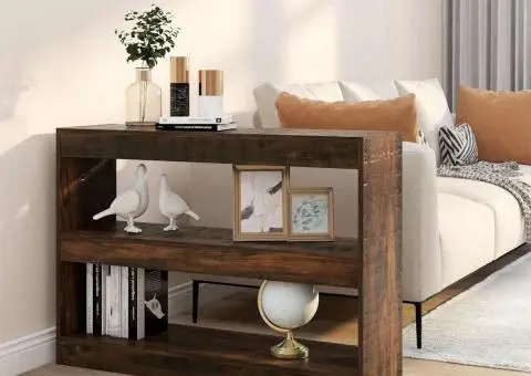 Bibliotecă/Separator cameră, stejar fumuriu, 100x30x72 cm - 1/5