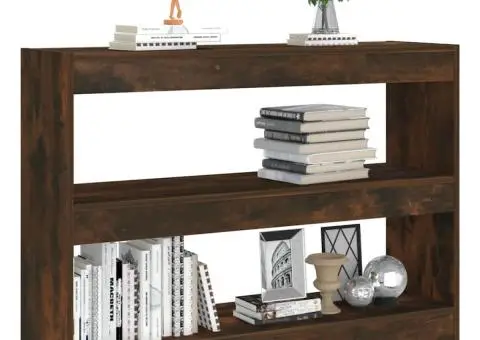 Bibliotecă/Separator cameră, stejar fumuriu, 100x30x72 cm - 5/5