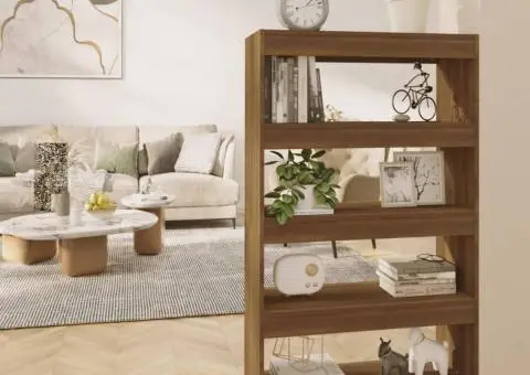 Bibliotecă/Separator cameră, stejar maro, 80x30x135 cm, PAL - 1/5