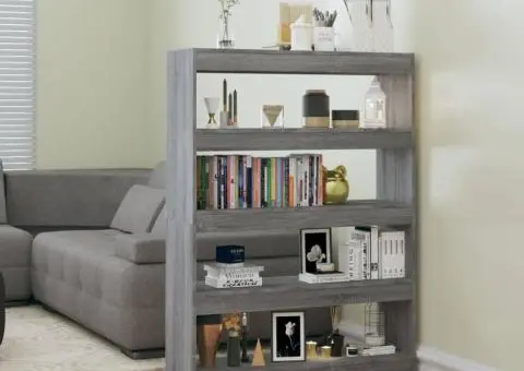 Bibliotecă/Separator cameră, gri sonoma, 100x30x135 cm - 1/5