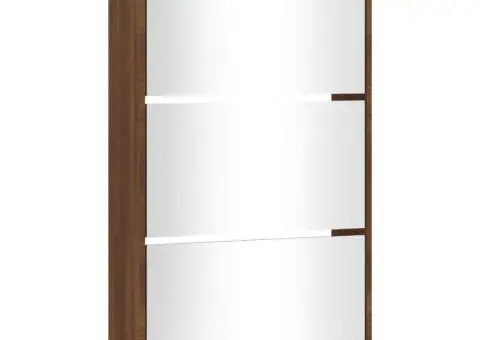 Pantofar cu oglindă, 3 niveluri, Stejar maro, 63x17x102,5 cm - 3/5