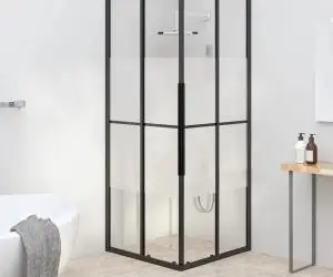 vidaXL Cabină de duș, negru, 80x80x180 cm, ESG semi-mată