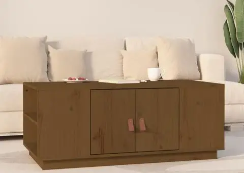 Măsuță de cafea, maro miere, 100x50x41 cm, lemn masiv de pin - 1/5