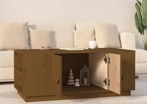 Măsuță de cafea, maro miere, 100x50x41 cm, lemn masiv de pin - 3/5