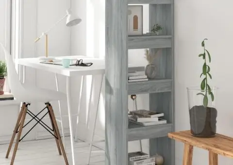 Bibliotecă/Separator cameră, gri sonoma, 40x30x135 cm - 1/5