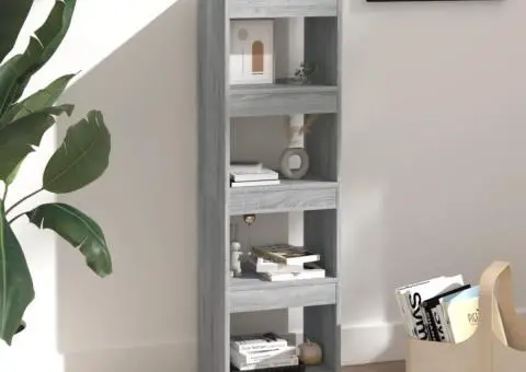 Bibliotecă/Separator cameră, gri sonoma, 40x30x135 cm - 4/5