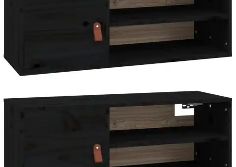 Dulapuri de perete 2 buc. negru, 80x30x30 cm, lemn masiv de pin - 2/5
