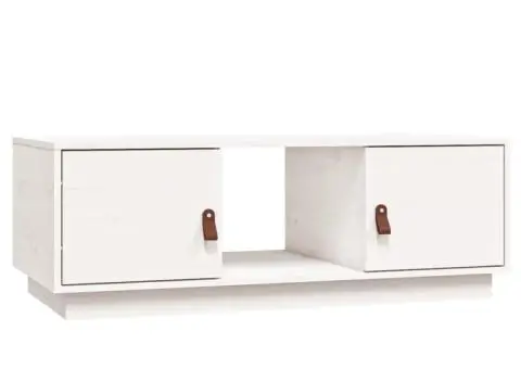 Măsuță de cafea, alb, 100x50x35 cm, lemn masiv de pin - 2/5