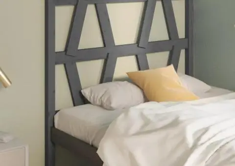 Tăblie de pat, gri, 106x4x100 cm, lemn masiv de pin - 1/5