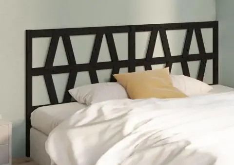 Tăblie de pat, negru, 186x4x100 cm, lemn masiv de pin - 4/5