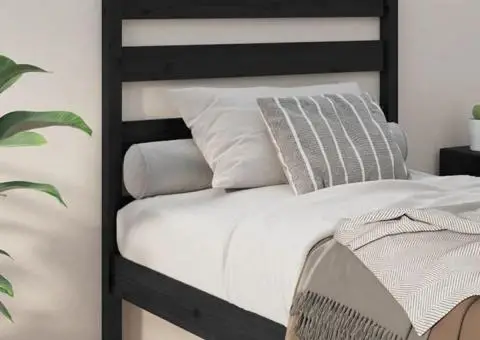 Tăblie de pat, negru, 96x4x100 cm, lemn masiv de pin - 3/5