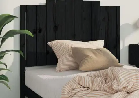 Tăblie de pat, negru, 106x4x110 cm, lemn masiv de pin - 3/5