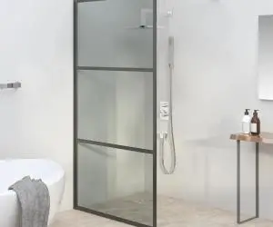 vidaXL Paravan duș walk-in negru 100x195 cm sticlă ESG culoare închisă