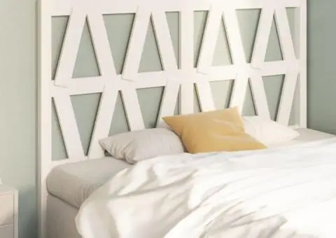 Tăblie de pat, alb, 156x4x100 cm, lemn masiv de pin - 4/5