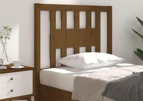 Tăblie de pat, maro miere, 96x4x100 cm, lemn masiv de pin - 1/5