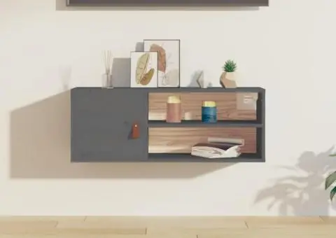 Dulap de perete, gri, 80x30x30 cm, lemn masiv de pin - 1/5