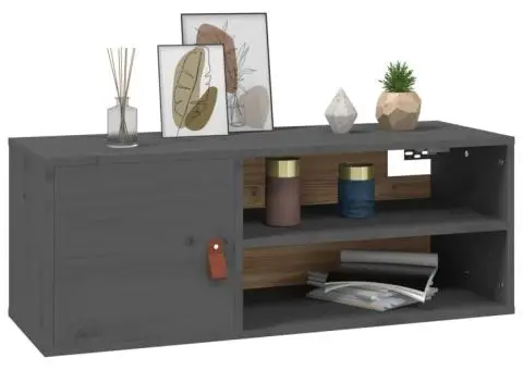 Dulap de perete, gri, 80x30x30 cm, lemn masiv de pin - 4/5