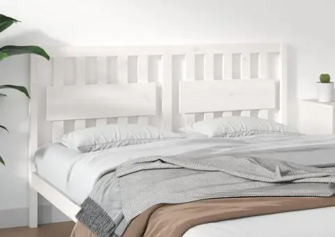 Tăblie de pat, alb, 165,5x4x100 cm, lemn masiv de pin - 1/5